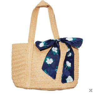Straw Bag with Floral Scarf